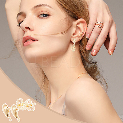 100Pcs Brass Teardrop Stud Earring Findings DIY-GO0001-15-1