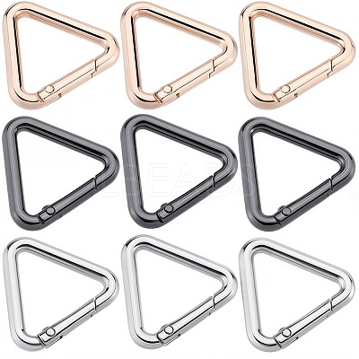 12Pcs 3 Colors Alloy Spring Gate Rings FIND-SC0010-19-1