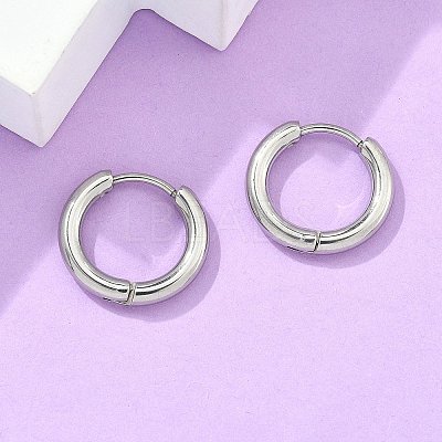 Tarnish Resistant 304 Stainless Steel Huggie Hoop Earrings EJEW-F111B-16mm-P-1