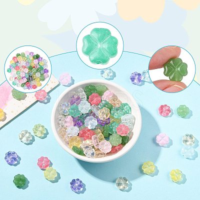 120Pcs 3 Styles Transparent Spray Painted Glass Beads GLAA-FS0002-46-1