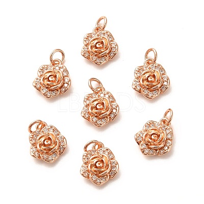 Brass Micro Pave Clear Cubic Zirconia Pendants ZIRC-P086-22RG-1