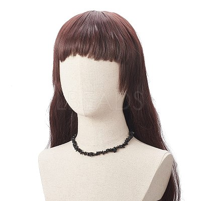 Natural Obsidian Chip Beaded Necklaces with 304 Stainless Steel Lobster Claw Clasp & Chain Extender NJEW-JN04225-03-1
