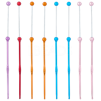 8Pcs 5 Colors DIY Alloy Beadable Crochet Hooks AJEW-CP0006-89-1