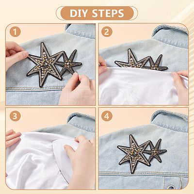 9Pcs 3 Styles Star Polyester Embroidery Appliques PATC-GA0001-51-1