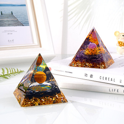 Natural Black Stone Crystal Pyramid Decorations JX072A-1