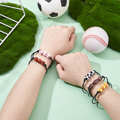 20Pcs 5 Styles Sport Theme Acrylic Beaded Bracelets for Men Women BJEW-GA0001-19-1