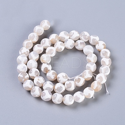 Tibetan Style Turtle Back Pattern dZi Beads Strands X-G-G036-8mm-6-1