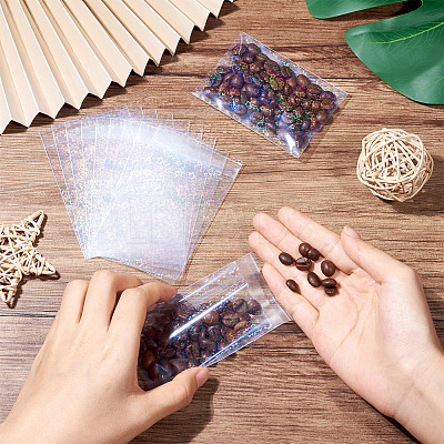 50Pcs Double Face Laser Rectangle PE Cellophane Bags ABAG-TAC0013-14C-1