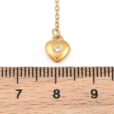 304 Stainless Steel Crystal Rhinestone Heart Long Tassel Y Necklaces for Women SA-CBA48C7-05G-1