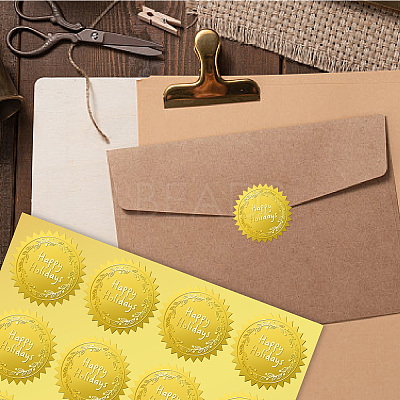 34 Sheets Self Adhesive Gold Foil Embossed Stickers DIY-WH0509-053-1