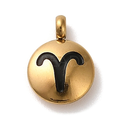 304 Stainless Steel Black Enamel Charms LS-STAS-R009-02G-01-1