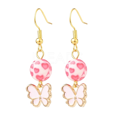 3 Pairs 3 Style Pink Alloy Enamel Charms & Resin Beads Dangle Earrings EJEW-JE05030-01-1