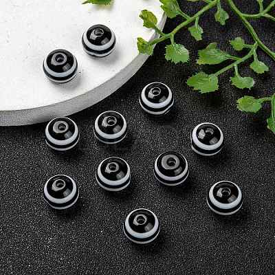 Round Striped Resin Beads X-RESI-R158-10mm-11-1