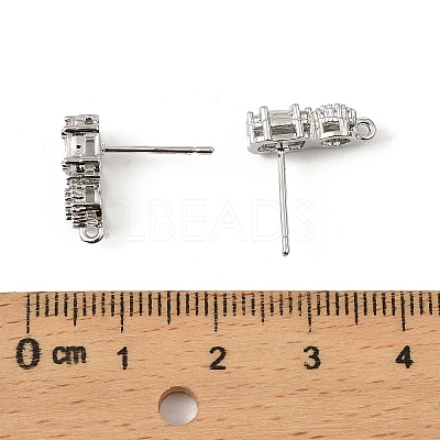 Brass Micro Pave Clear Cubic Zirconia Stud Earring Findings LS-KK-C107-06P-1