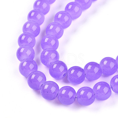 Baking Paint Imitation Jade Glass Round Bead Strands X-DGLA-Q021-8mm-44-1