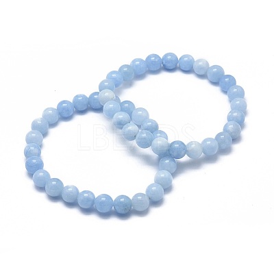 Natural & Dyed White Jade Bead Stretch Bracelets BJEW-K212-A-018-1