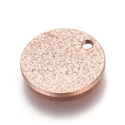 Ion Plating(IP) 304 Stainless Steel Textured Pendants STAS-I098-01-10mm-RG-1