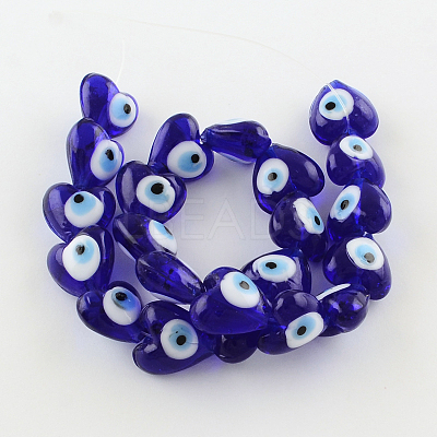 Heart Evil Eye Lampwork Bead Strands LAMP-R119-01-1