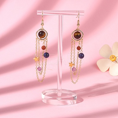 Natural Gemstone Dangle Earrings EJEW-TA00257-1