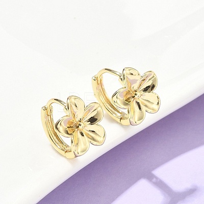 Flower Brass Hoop Earrings EJEW-Z102-01G-1