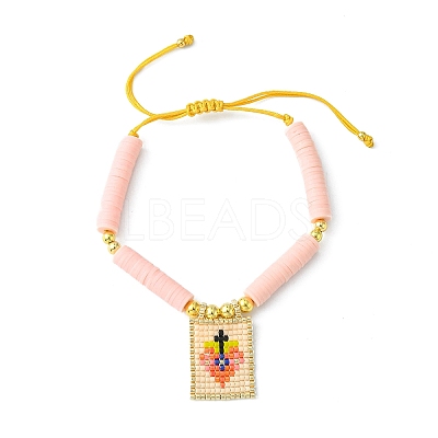 MIYUKI Glass Seed Rectangle Charm Bracelet BJEW-MZ00037-01-1