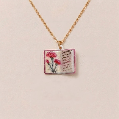 Brass Enamel Book Pendant Necklaces for Women KK-CBAF5B9-01G-01-1