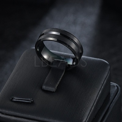 Grooved 201 Stainless Steel Finger Rings for Men WG2ADDA-07-1