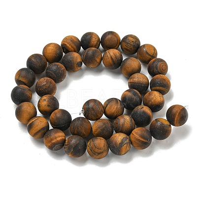 Frosted Natural Tiger Eye Beads Strands G-Q177-A01-01-1