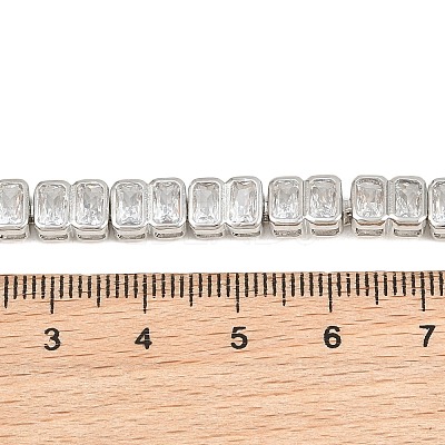 6MM Brass Pave Clear Cubic Zirconia Rectangle Tennis Necklaces KK-CBA4547-12P-1