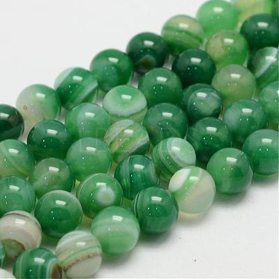 Natural Striped Agate/Banded Agate Bead Strands G-K155-B-6mm-08-1