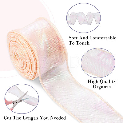 3 Rolls 3 Colors Flat Rainbow Color Organza Ribbon OCOR-TA0001-47-1