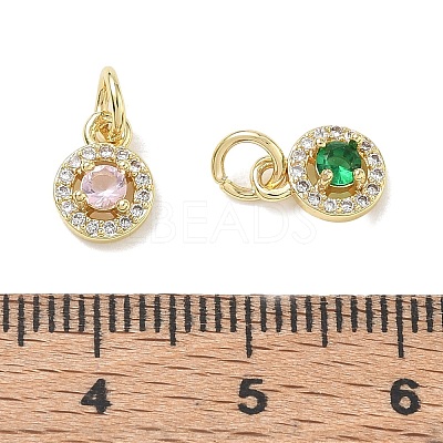 Brass Micro Pave Cubic Zirconia with Glass Charms CU-CBA765A-02G-1