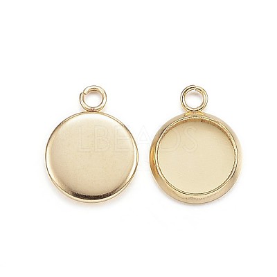 Ion Plating(IP) 304 Stainless Steel Pendant Cabochon Settings LS-STAS-G127-13-8mm-G-1
