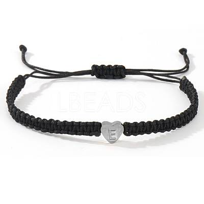 304 Stainless Steel Heart with Letter Bead Braided Bead Bracelets OO6447-33-1