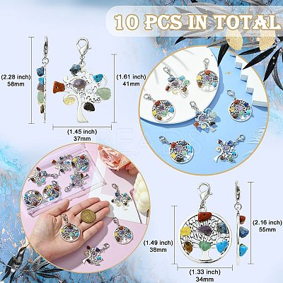10Pcs 2 Styles Tibetan Style Alloy Pendant Decorations HJEW-CJ0001-17-1