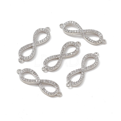Brass Micro Pave Clear Cubic Zirconia Connector Charms KK-E068-VB385-1