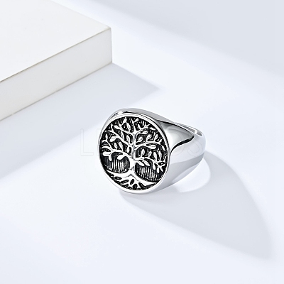 Retro Stainless Steel Tree of Life Finger Ring FIND-PW0020-06E-AS-1