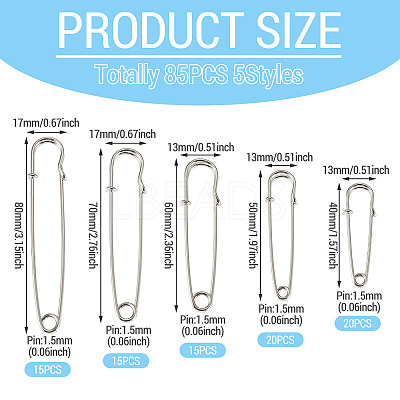85Pcs 5 Styles Iron Kilt Pins IFIN-TADJ0001-01-1