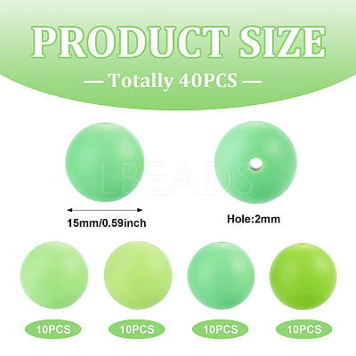 40Pcs 4 Colors Round Silicone Focal Beads SIL-TAD0001-02C-1