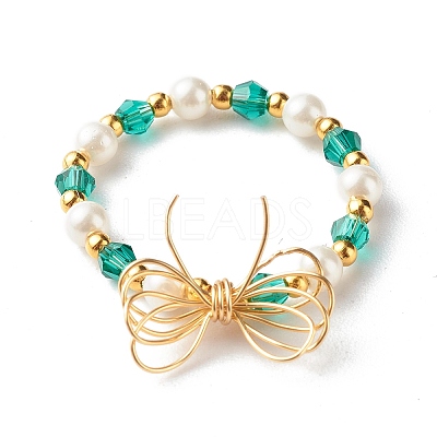 Imitate Austrian Crystal Bicone Glass Beaded Finger Rings RJEW-TA00003-02-1
