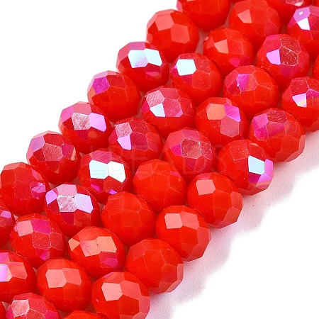 Electroplate Opaque Solid Color Glass Beads Strands EGLA-A044-P6mm-L22-1