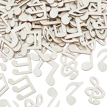 100Pcs Musical Note Unfinished Wood Cutouts WOOD-WH0025-95-1