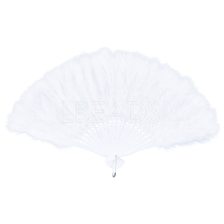 Plastic & Feather Fan Display Decoration AJEW-CY0002-58-1