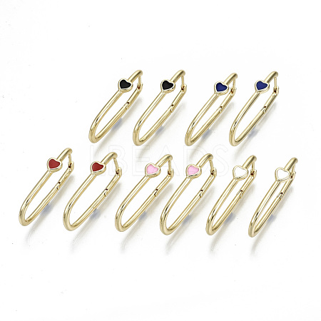 Brass Enamel Huggie Hoop Earrings EJEW-N011-32-NF-1