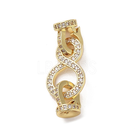 Rack Plating Brass Micro Pave Cubic Zirconia Fold Over Clasps ZIRC-P117-02C-G-1
