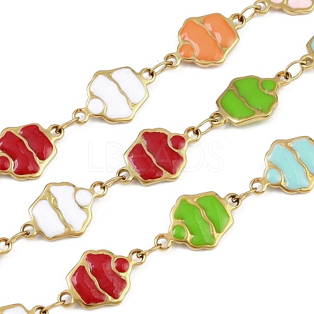 304 Stainless Steel Enamel Cake Link Chains CHS-F023-01B-G-1