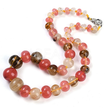 Tigerskin Glass Rondelle Graduated Beaded Necklaces for Women Men NJEW-K388-02P-1