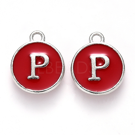 Platinum Plated Alloy Enamel Charms X-ENAM-S118-03P-P-1