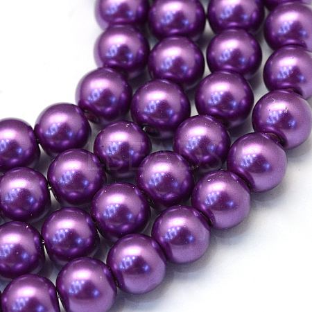 Baking Paint Pearlized Glass Pearl Round Bead Strands X-HY-Q003-6mm-37-1