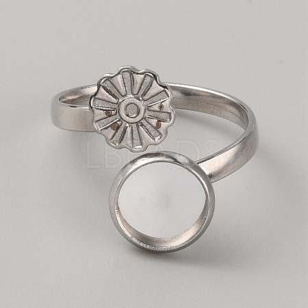 304 Stainless Steel Cuff Pad Ring Settings LS-STAS-WH0027-46A-1